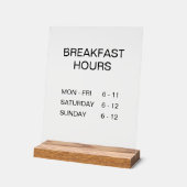 Hotelfrühstück - Öffnungszeiten transparentes Acry Acrylschild (Winkel)