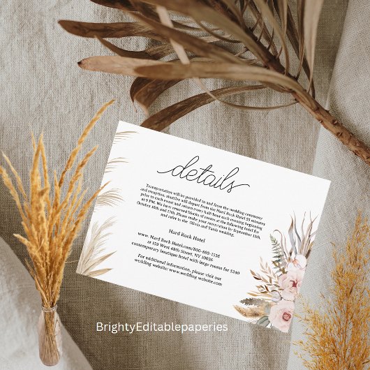 Hotelinformationen in tropischen Blume Mitteilungskarte