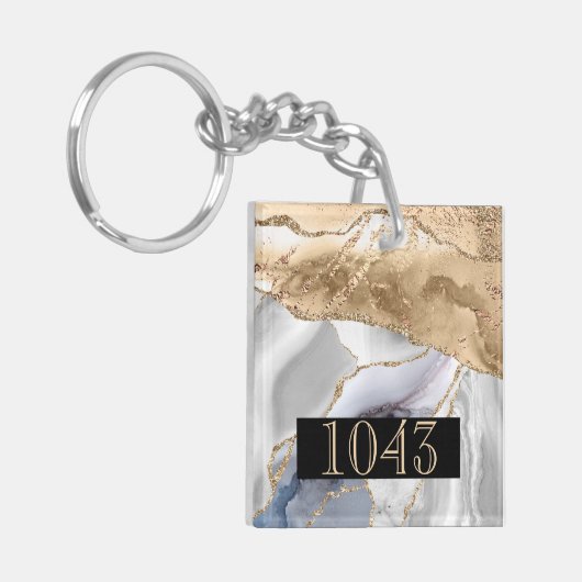 Hotellodge Resort Imitate Goldweißer Marmor Schlüsselanhänger (Vorderseite links)