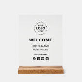 Hotelname & Logo Einfache Empfänge Willkommen Acrylschild (Vorderseite)