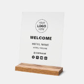 Hotelname & Logo Einfache Empfänge Willkommen Acrylschild (Winkel)