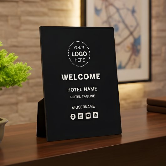 Hotelname & Logo Einfache Empfänge Willkommen Fotoplatte