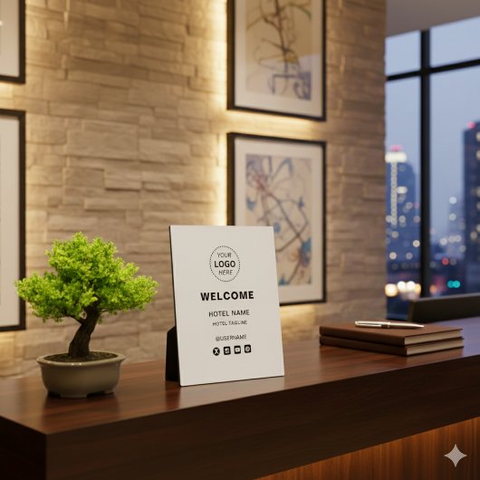 Hotelname & Logo Einfache Empfänge Willkommen Fotoplatte