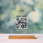 Hotelname Logo und QR Code Services Preise Details Acrylschild (Neutral)