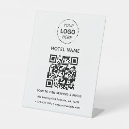 Hotelname Logo und QR Code Services Preise Details Sockelschild