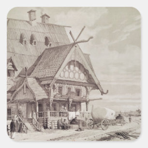 Hotels und Gast-Häuser Quadratischer Aufkleber