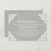 Hotelunterkunft | Rustikale Spitzen und graue Line Begleitkarte (Vorne/Hinten)