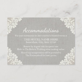 Hotelunterkunft | Rustikale Spitzen und graue Line Begleitkarte
