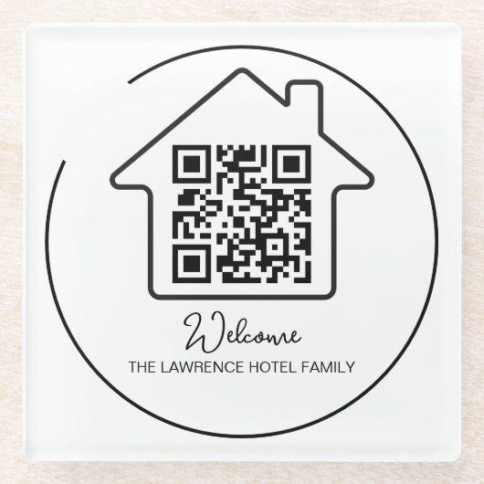 Hotelwarming-Geschenk | Personalisierter QR-Code f Glasuntersetzer (Vorderseite)