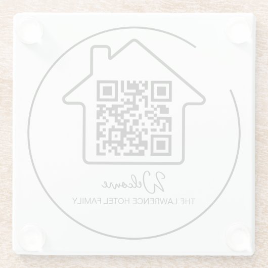Hotelwarming-Geschenk | Personalisierter QR-Code f Glasuntersetzer (Rückseite)