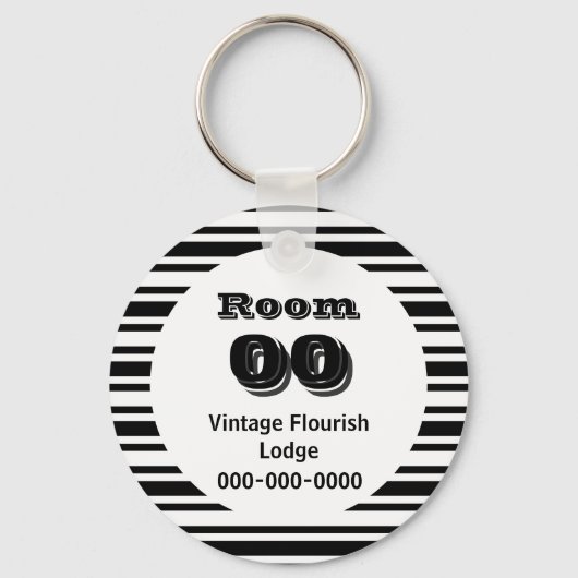 Hotelzimmer mit Schwarz-weißen Streifen Schlüsselanhänger (Vorderseite)