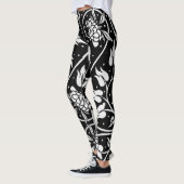 HotLeggings - schwarzer u. weißer Blumendruck Leggings (Links)