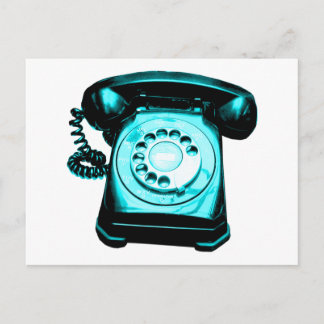 Hotline in Cyan Postkarte