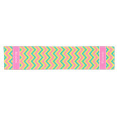 HotPink2 Aquamarin Ananas LG Zickzack Name Monogra Kurzer Tischläufer (Horizontal)