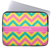 HotPink2 Aquamarin Ananas LG Zickzack Name Monogra Laptopschutzhülle (Vorderseite)