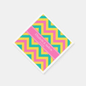 HotPink2 Aquamarin Ananas LG Zickzack Name Monogra Serviette (Ecke)