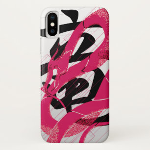 Hotpink Drache-japanischer Drache-Weiß-Hintergrun iPhone X Hülle