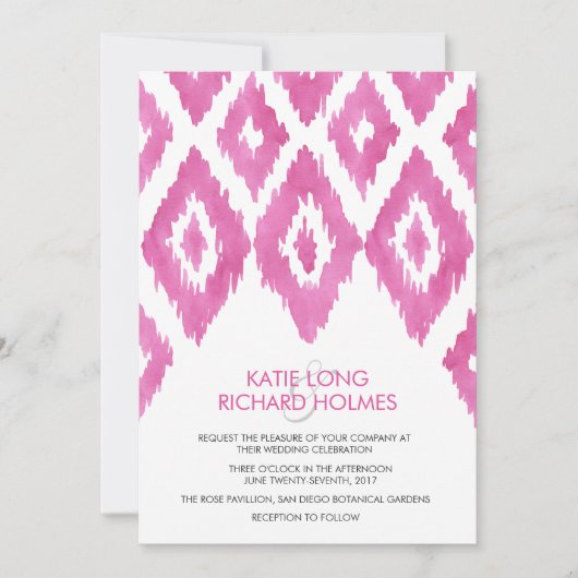 HotPink Ikat Einladung (Vorderseite)