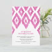HotPink Ikat Einladung (Stehend Vorderseite)