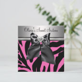 HotPink Zebra 16 . Geburtstag Geburtstag Einladung (Stehend Vorderseite)