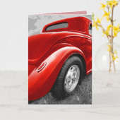 HOTROD CLASSIC CAR RED BIRTHDAY CARD KARTE (Gelbe Blume)