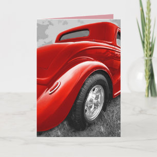 HOTROD CLASSIC CAR RED BIRTHDAY CARD KARTE