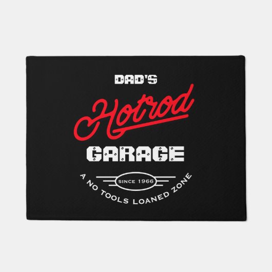 Hotrod Garage Name Neon Effekt Sprichwort Retro Sc Fußmatte (Vorderseite)