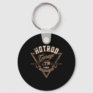 Hotrod Garage USA Clic Auto Hotrod abgenutzt Desig Schlüsselanhänger