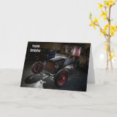 Hotrod in einer Garage Happy Birthday Card Karte (Gelbe Blume)