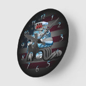 Hotrod Racing Car Motor Cartoon Illustration Runde Wanduhr (Winkel)