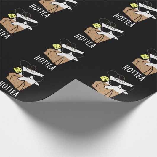 Hottea Funny Hot Tee Pun Dark BG Geschenkpapier (Ecke)