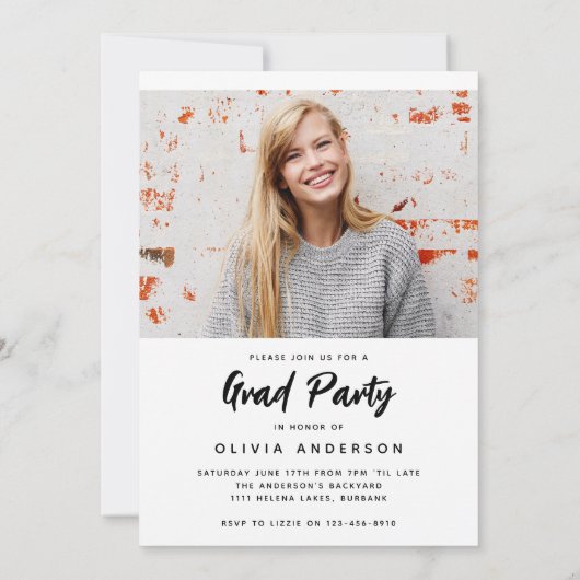 Hotter nach einem Grad Foto Collage Grad Party Einladung (Rückseite)