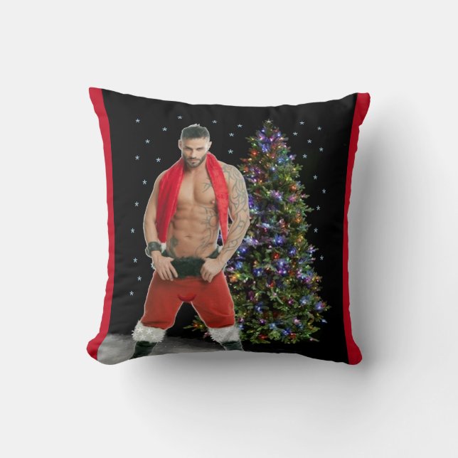 Hottest Hunk Buff Weihnachten Kissen (Vorderseite)