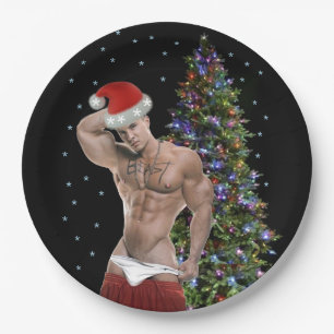 Hottest Hunk Buff Weihnachts-Party Pappteller