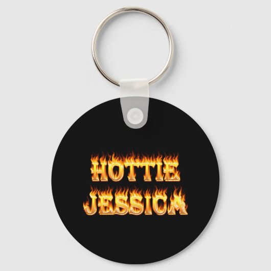 Hottie Jessica Feuer und Flammen. Schlüsselanhänger (Vorderseite)