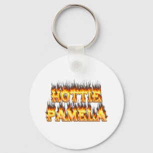 Hottie Pamela Feuer und Flammen Schlüsselanhänger