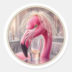 Hottie Shots Club Flamingo Braut Schnapsglas Runder Aufkleber