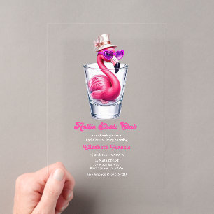 Hottie Shots Club Lustige Rosa Flamingo Junggesell Acryleinladungen