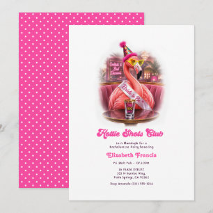 Hottie Shots Club Rosa Flamingo Junggesellinnenabs Einladung