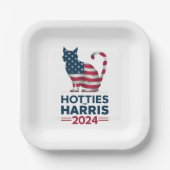 Hotties for Harris 2024 Cat Ladys Kamala Harris Pappteller (Vorderseite)