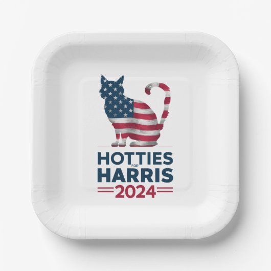 Hotties for Harris 2024 Cat Ladys Kamala Harris Pappteller (Vorderseite)
