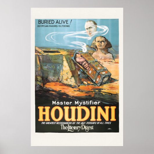 Houdini Ägypten Sphinx Lebendig Begraben Klassisch Poster (Vorne)