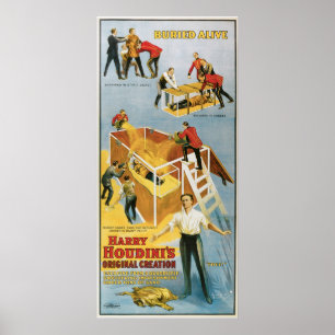 Houdini ~ Buried Alive Vintage  Escape Artist Poster