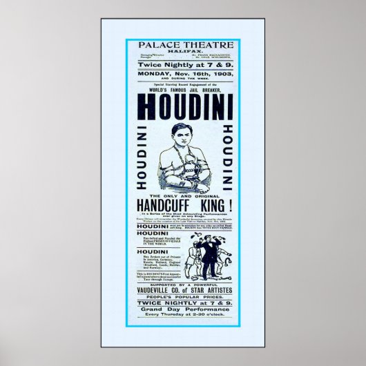 Houdini ~ Handcuff King ~ Vintag Magician Poster (Vorne)