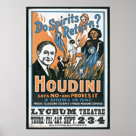 Houdini SPirits Return Magic Show Poster (Vorne)