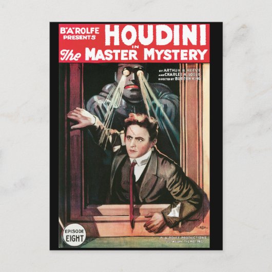 Houdini, The Mastery Mystery Vintage Poster 1919 Postkarte (Vorderseite)