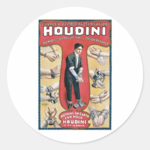 Houdini ~ Vintage Handschellen-Entfesselungskünstl Runder Aufkleber