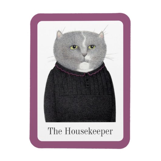 HOUEKEEPER CAT 3x4 Flexible Magnet + Text (Vertikal)