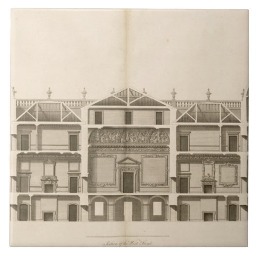 Houghton Hall: Abschnitt der Westfront, graviert Fliese (Vorderseite)