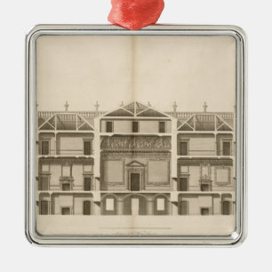 Houghton Hall: Abschnitt der Westfront, graviert Silbernes Ornament